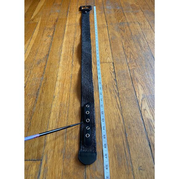 NINE WEST Wide Black Stretch Raffia Waist Belt sz M/L - Picture 9 of 10